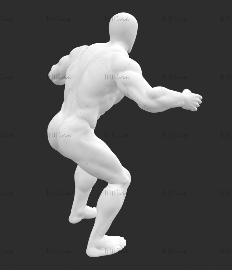 Super starkes Muskelskifahren männliches Mannequin 3D-Druckmodell