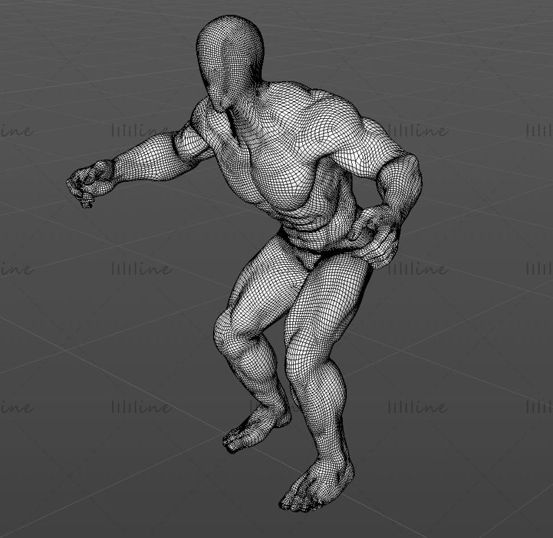 Super starkes Muskelskifahren männliches Mannequin 3D-Druckmodell