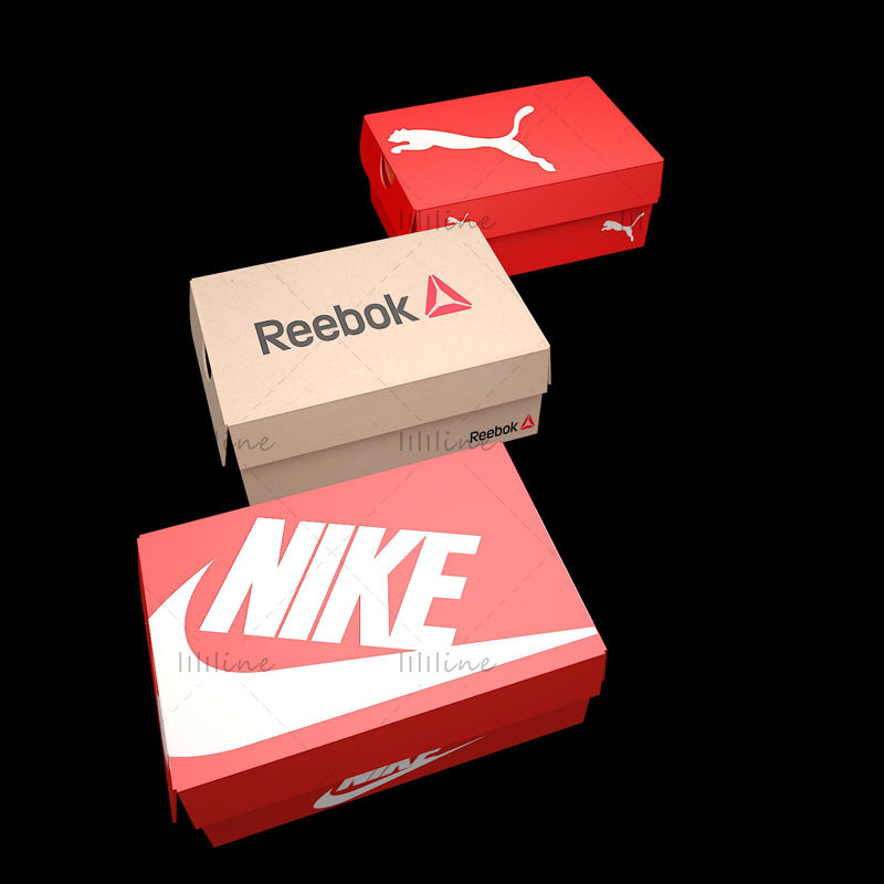 PUMA、NIKE、REEBOK 鞋盒 3D 模型