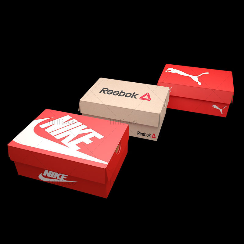 PUMA、NIKE、REEBOK 鞋盒 3D 模型
