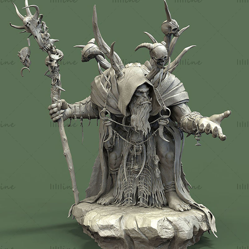 Gul'dan World of Warcraft 3D nyomtatott modell Stl fájl 3D nyomtatáshoz