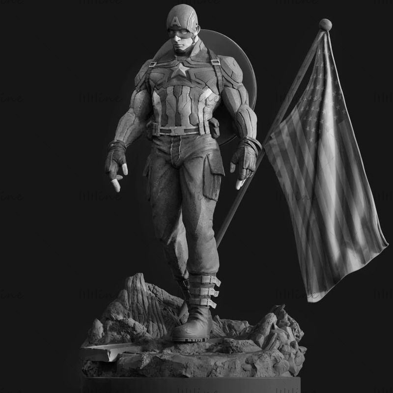 مجسمه Captain America مدل 3D STL برای چاپ سه بعدی