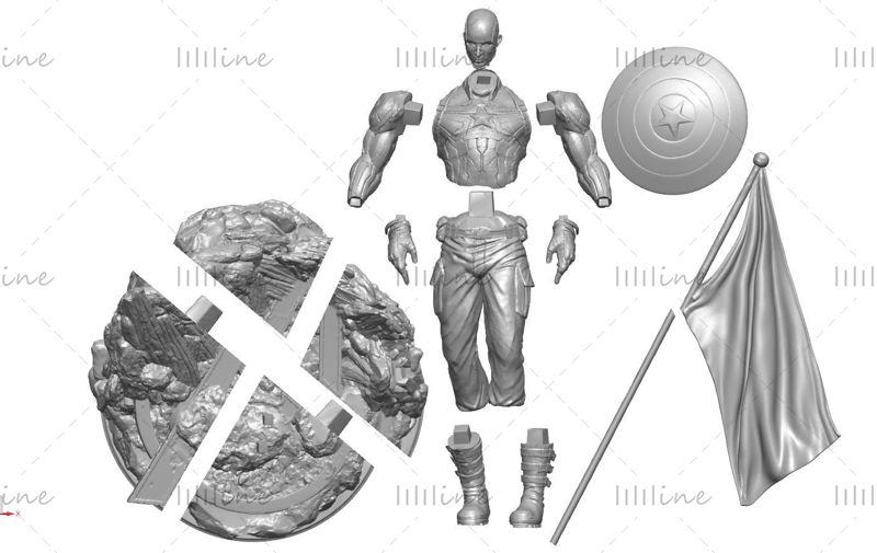 Captain America Statue model 3D STL pentru imprimare 3D