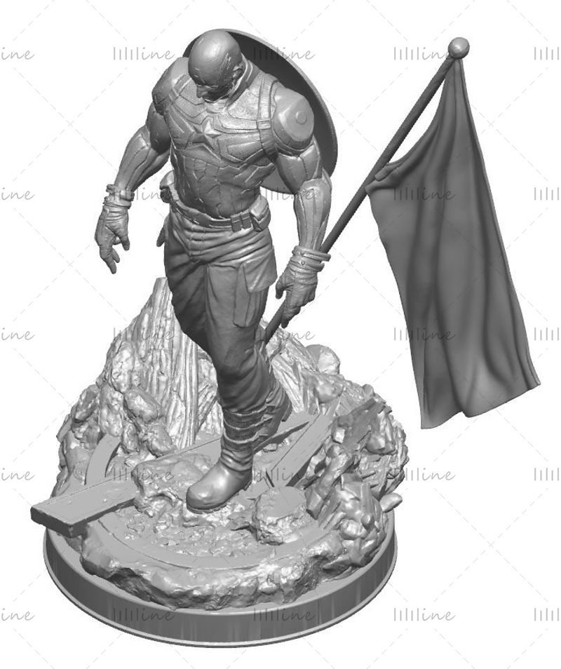 تمثال كابتن أمريكا نموذج ثلاثي الأبعاد STL للطباعة ثلاثية الأبعاد
