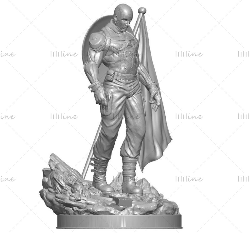 用于 3D 打印的美国队长雕像 3D 模型 STL