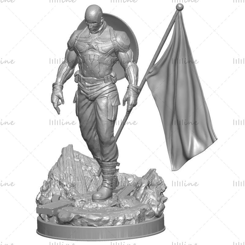 تمثال كابتن أمريكا نموذج ثلاثي الأبعاد STL للطباعة ثلاثية الأبعاد