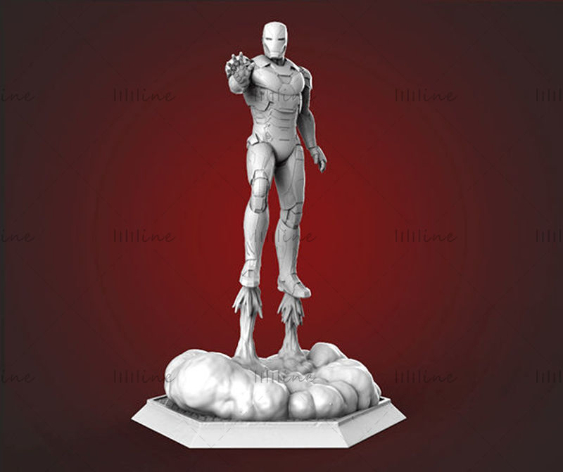 Iron man modèle 3D STL pour routeur CNC d'impression 3D sculpté