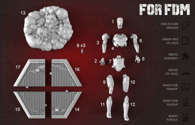 钢铁侠3D模型STL用于3D打印CNC雕刻机