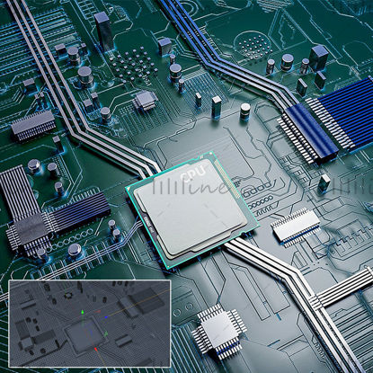 Имитация чипа процессора 3d модель