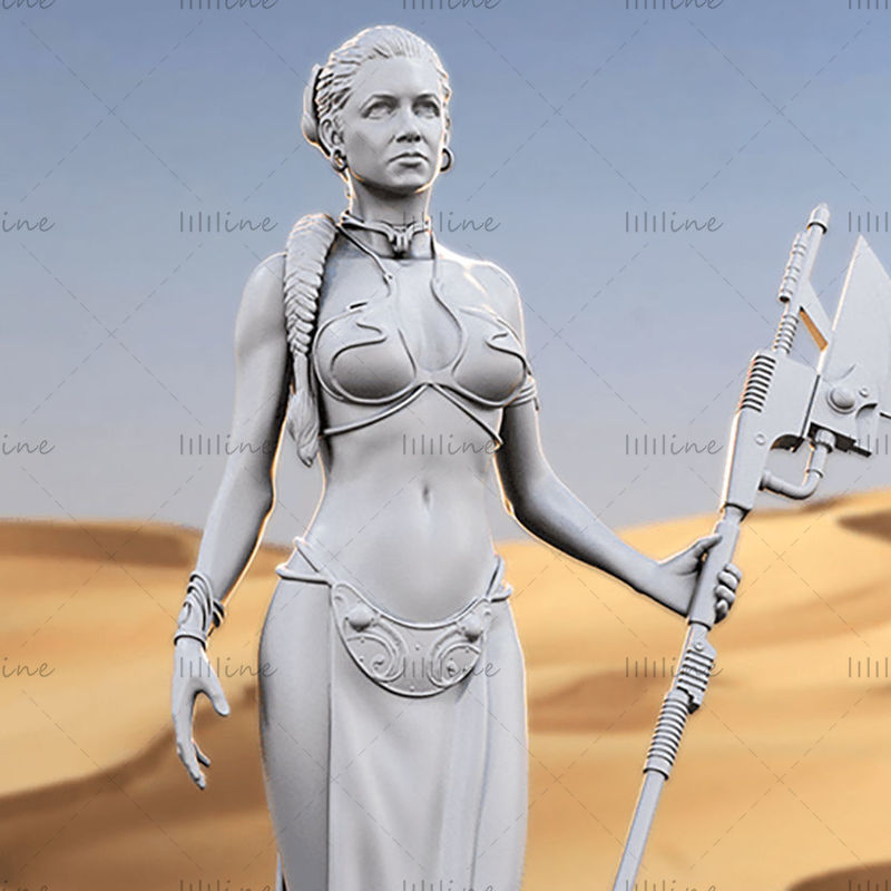 مجسمه شاهزاده خانم Leia مدل 3D برای چاپ سه بعدی روتر CNC حک شده است