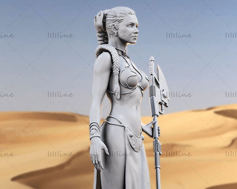 Modello 3D della statua della principessa Leia per il router CNC di stampa 3D intagliato