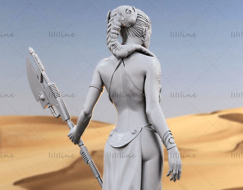 Leia hercegnő szobor 3D -s modell faragott 3D nyomtatású CNC routerhez