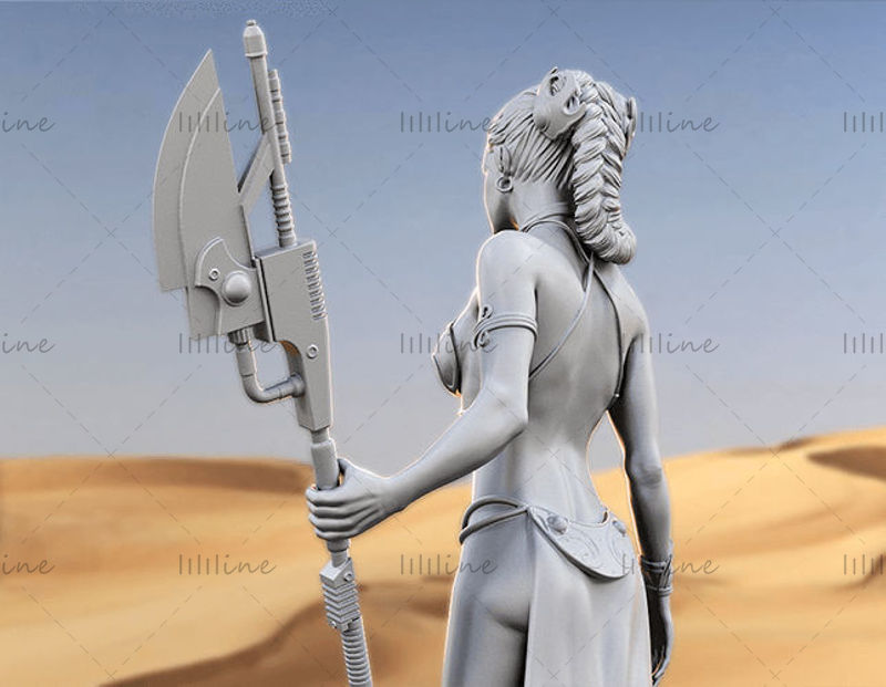 Princess Leia statue 3D model for 3D print CNC router carved