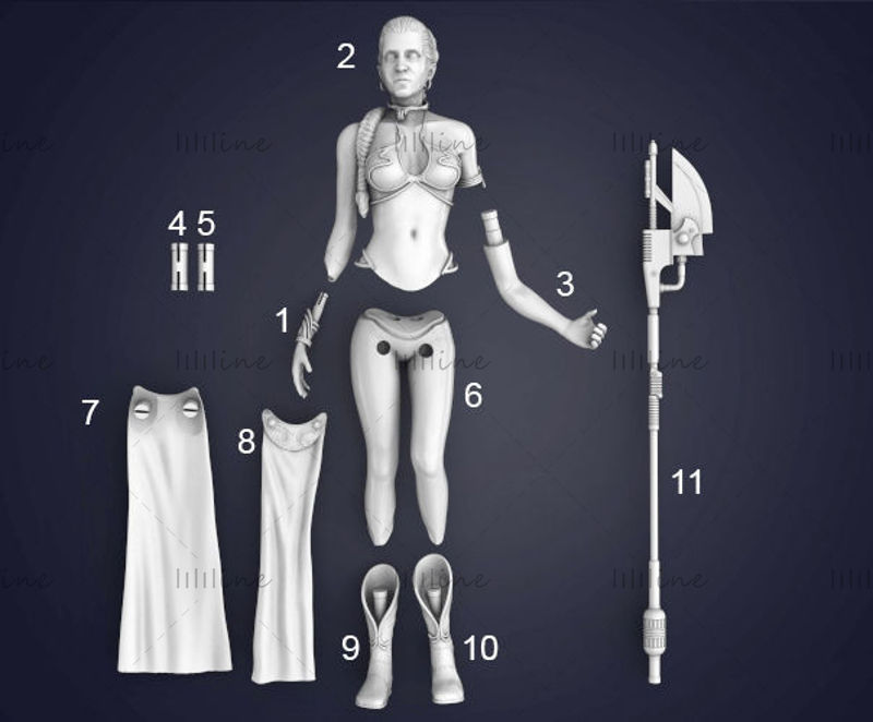 3Д модел статуе принцезе Леиа за ЦНЦ рутер за 3Д штампање