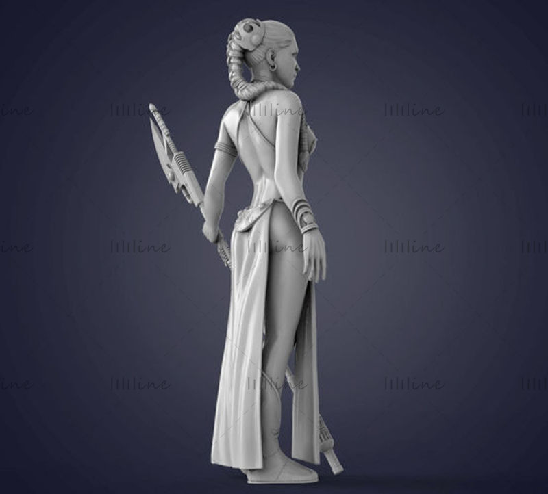Modello 3D della statua della principessa Leia per il router CNC di stampa 3D intagliato