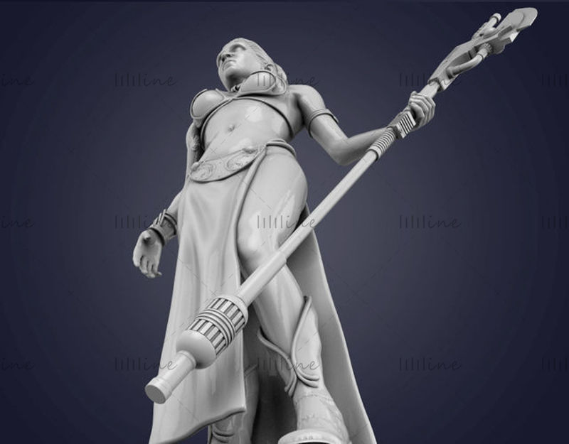 Princess Leia statue 3D model for 3D print CNC router carved