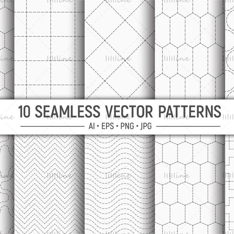 10 vzorcev brezšivnih vektorskih pikčastih oblik