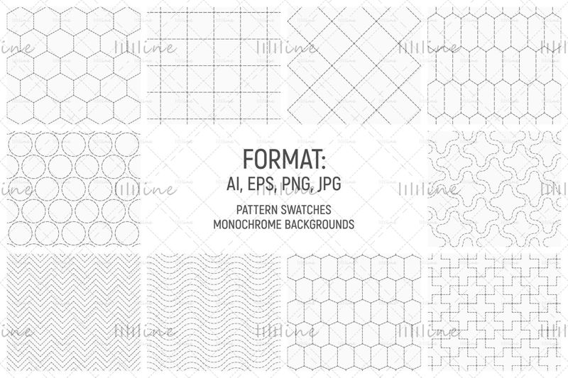 10 seamless vector dotted shapes patterns