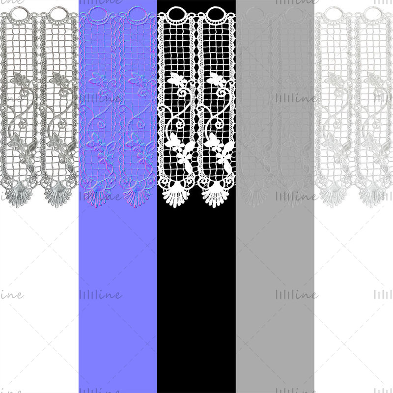Lace Curtain with Rod 3D Model