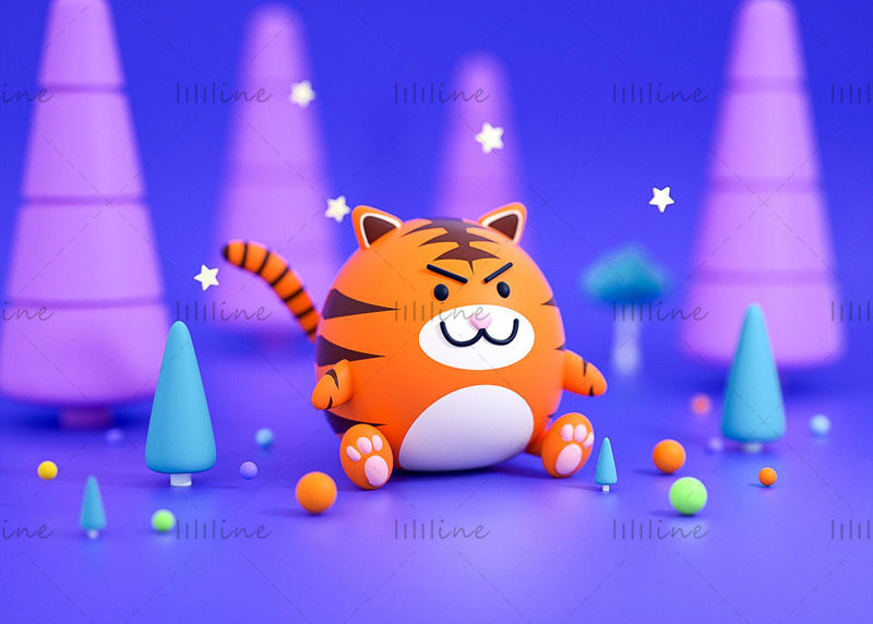 Tiger year cute 3d tiger IP model