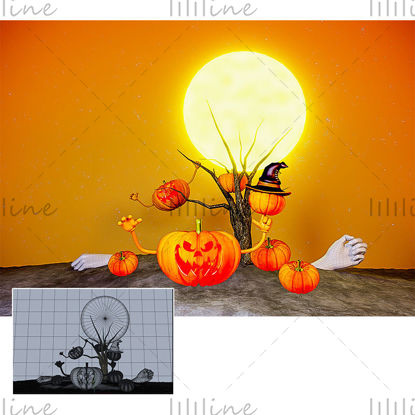 Halloween scary pumpkin creative 3d model