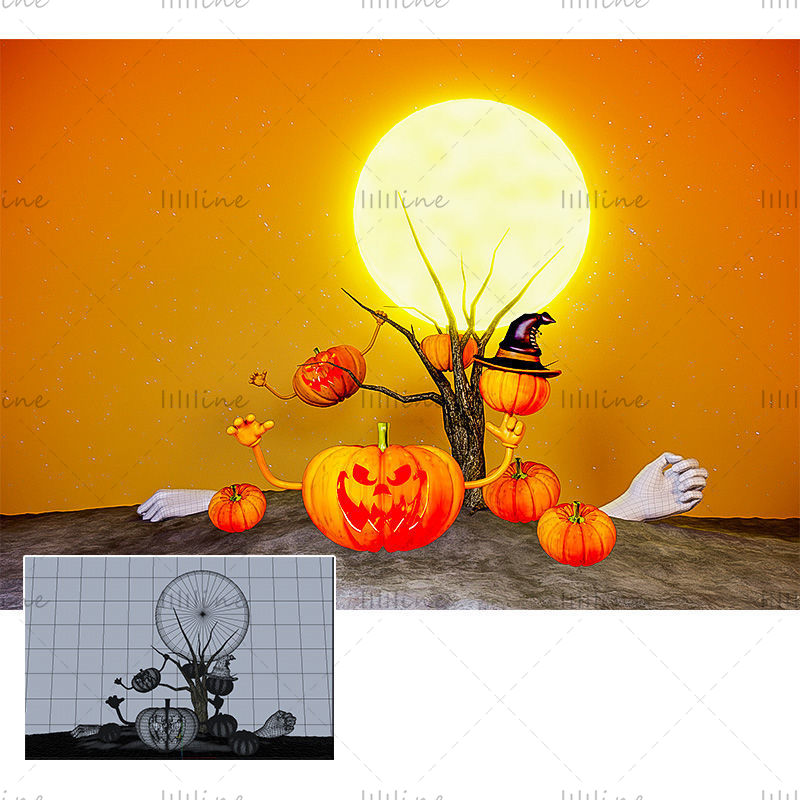 Halloween scary pumpkin creative 3d model