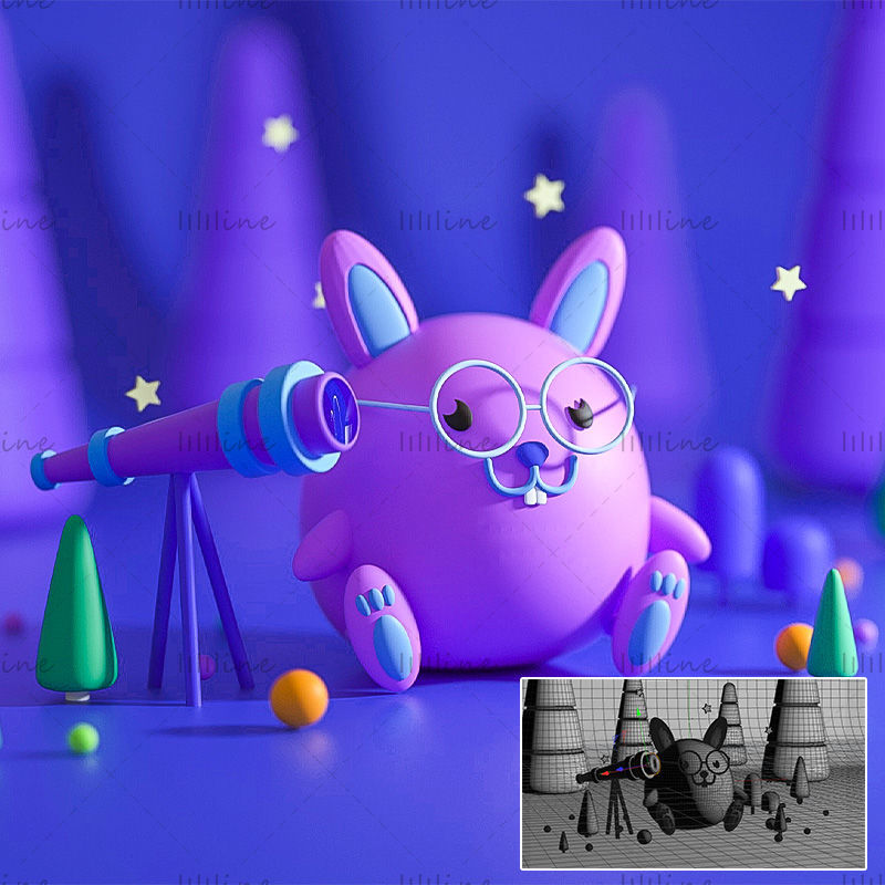 Cartoon IP coniglio modello 3d