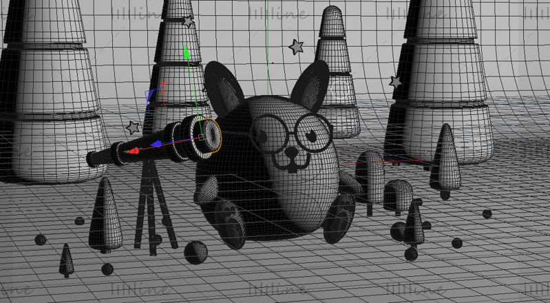 Cartoon IP konijn 3D-model