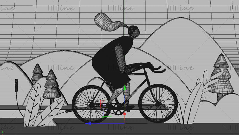 Cartoon stijl sport meisje 3d fietsen IP-afbeelding