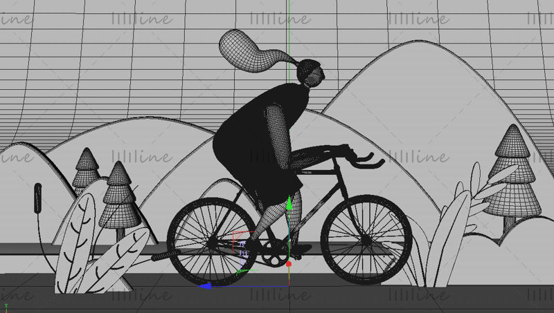 Cartoon style sports girl 3d cycling IP image