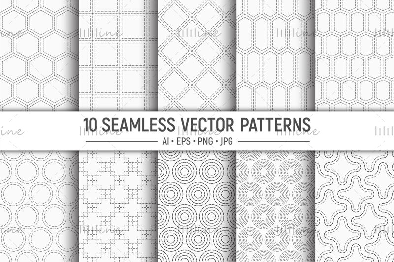 10 dotted shapes seamless geometric patterns