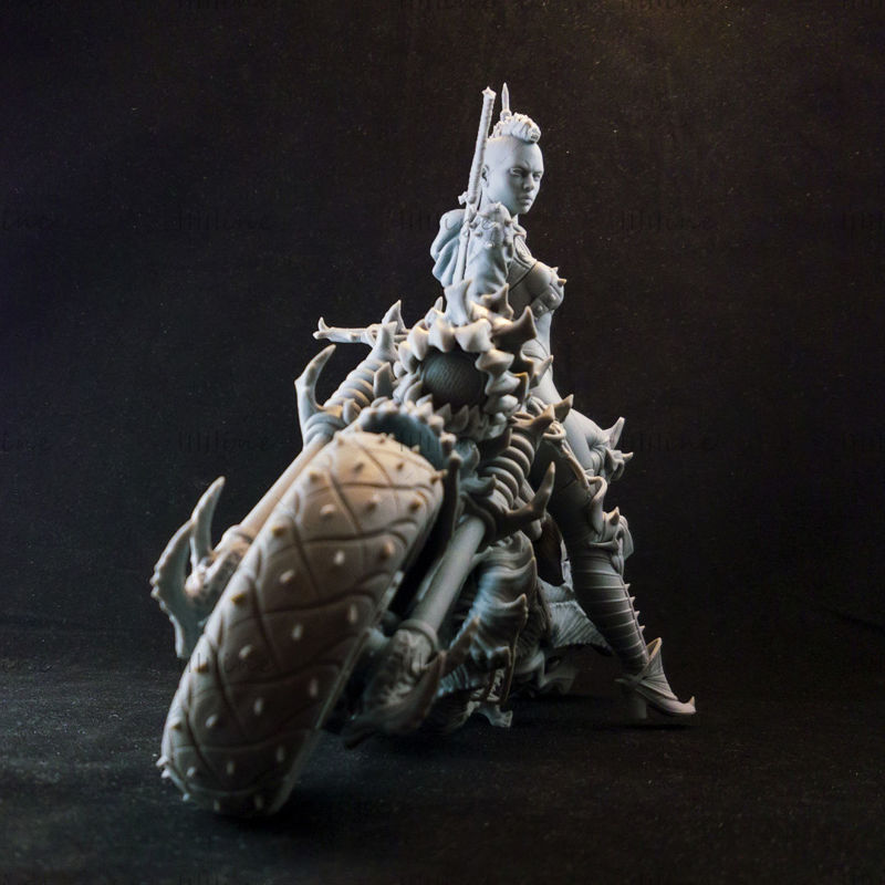 朋克摩托车女孩 3D 模型可3D打印模型手办