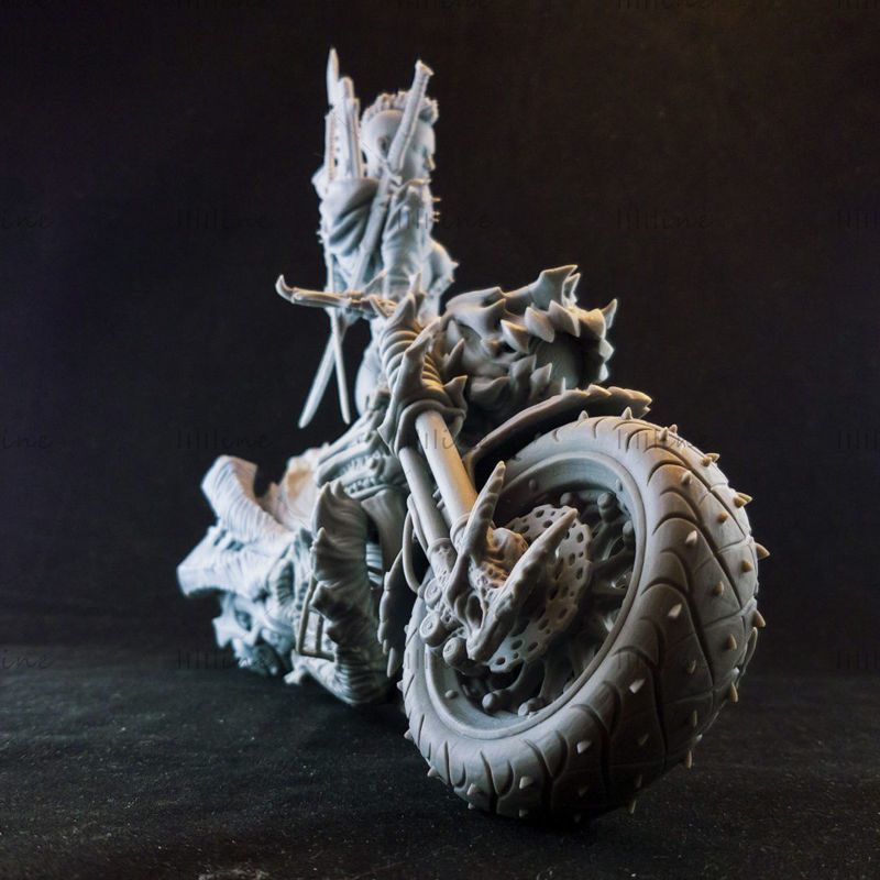 Punk motorcycle girl 3D model Ready to print 3D Print model