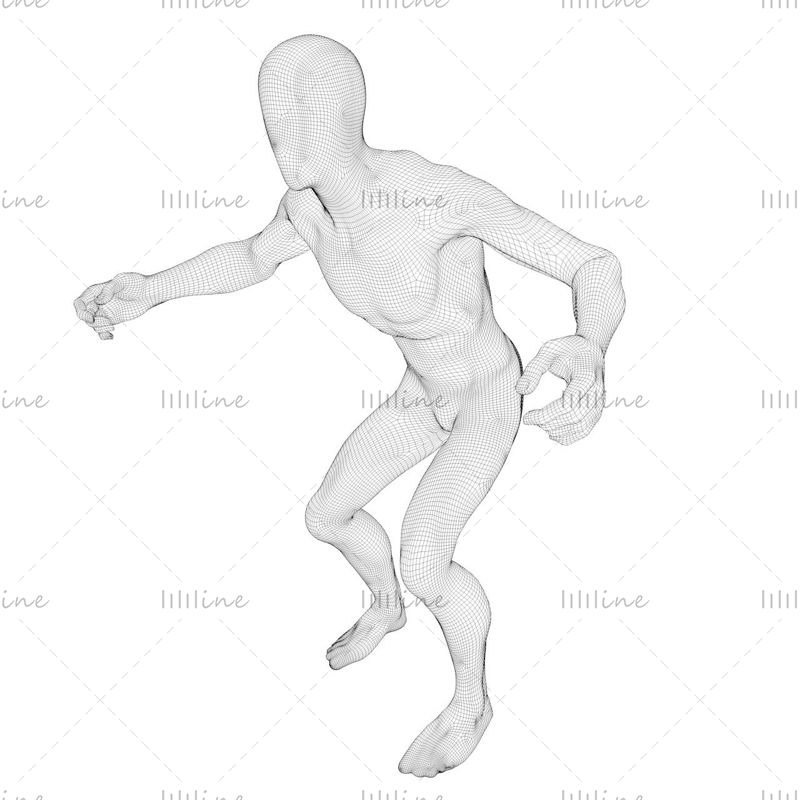 Modèle d'impression 3d de mannequin masculin de ski mince