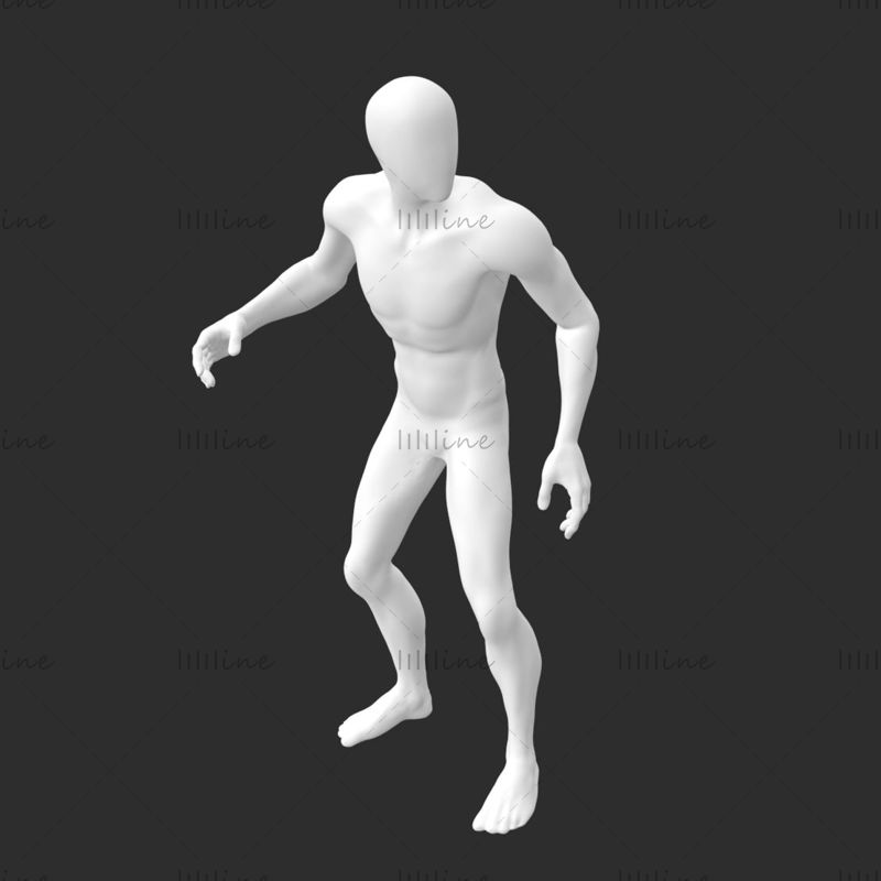 Karcsú görkorcsolya férfi manöken 3D nyomtatott modell