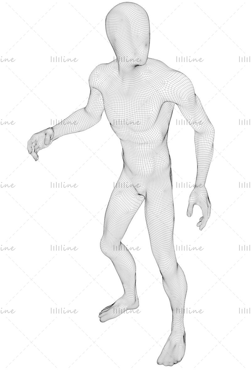 Modelo de impresión en 3d de maniquí masculino de patinaje sobre ruedas delgado