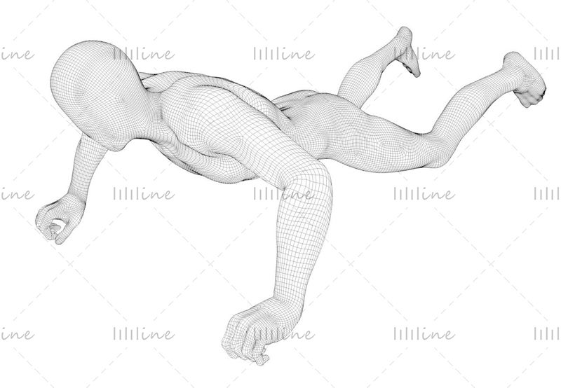 Hang gliding slim male mannequin 3d print model
