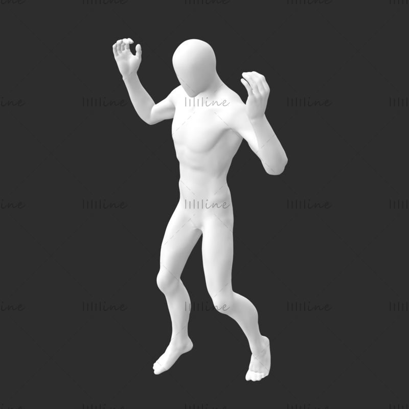 Seskakování padáku 3D model mužského figuríny