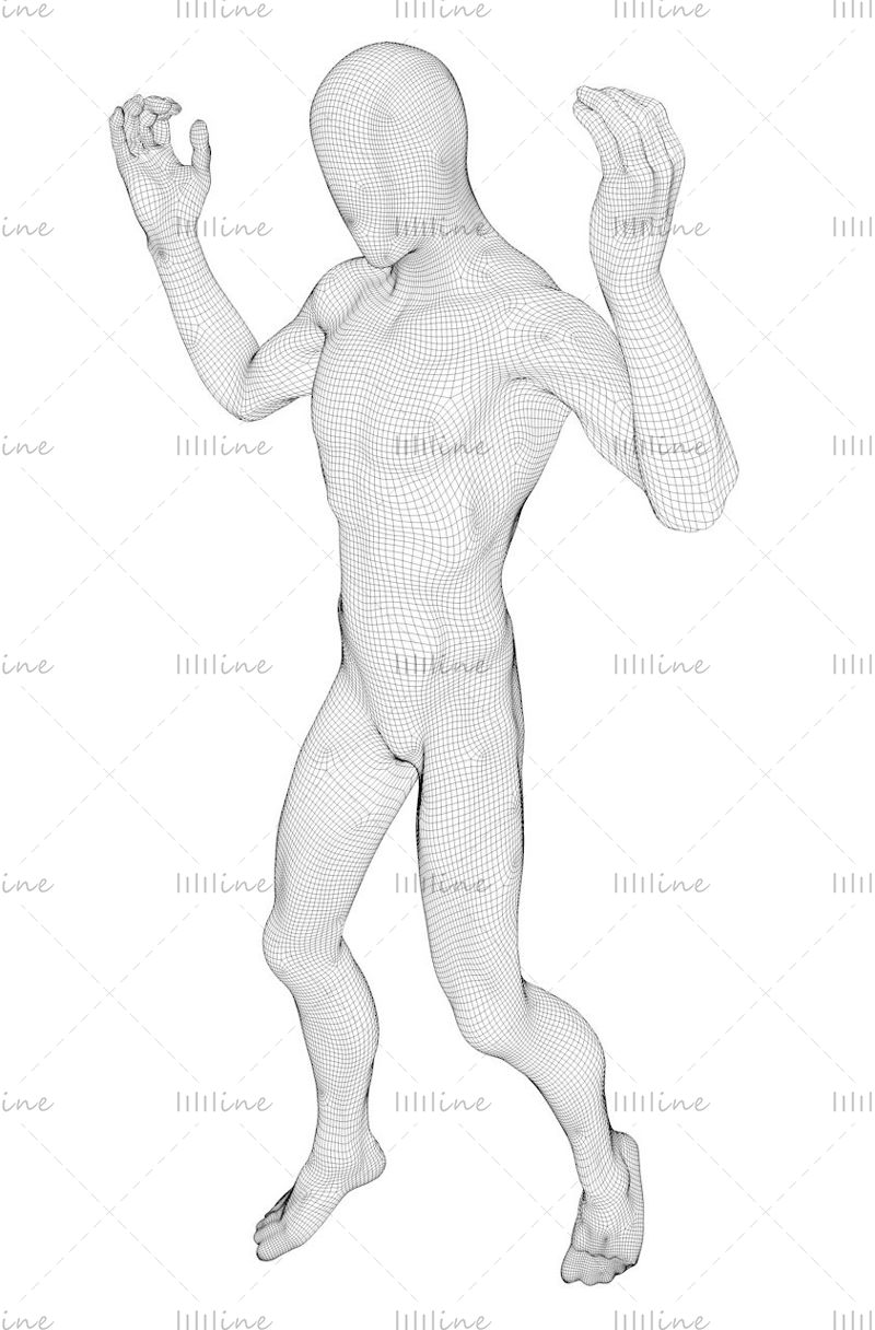 Modello di stampa 3d slim di manichino maschile che salta con il paracadute