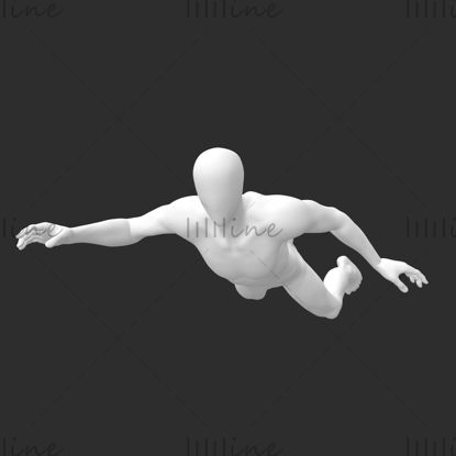 Mergulho manequim masculino magro mergulhador modelo impresso em 3D