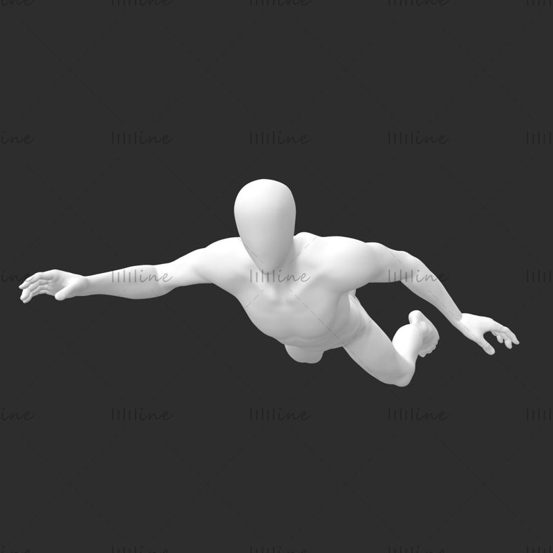 Дайвинг мужской манекен slim diver 3d модель печати
