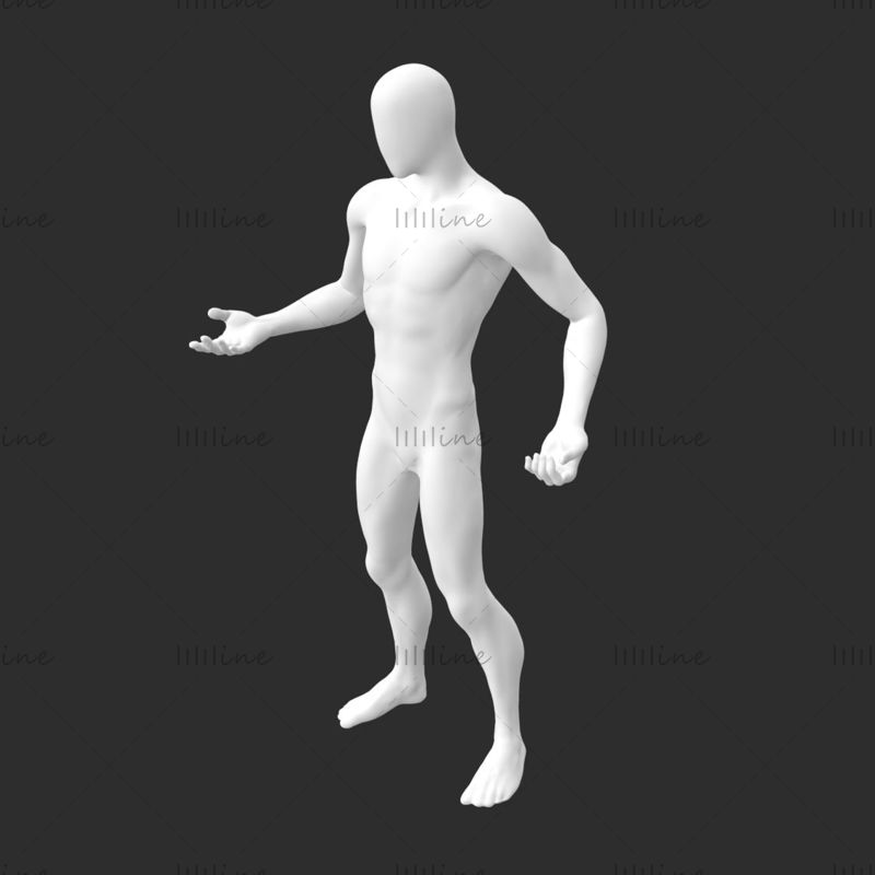 Schlanke männliche Schaufensterpuppe Pumpeisen 3D-Druckmodell