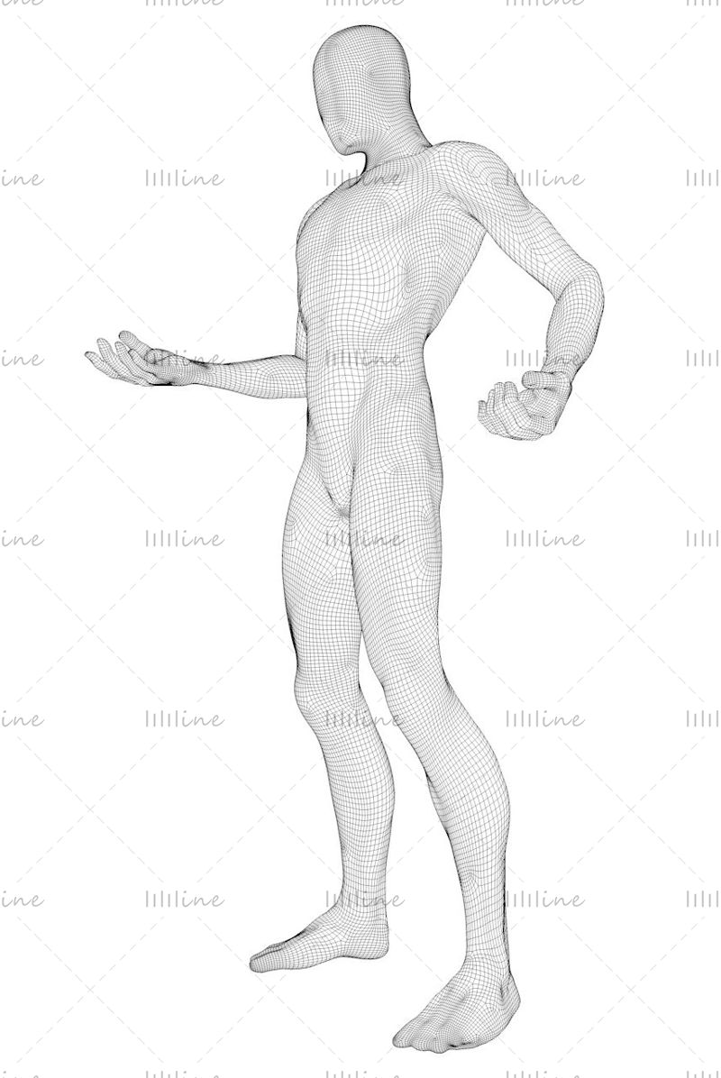 Стройный мужской манекен качающий утюг 3d модель печати