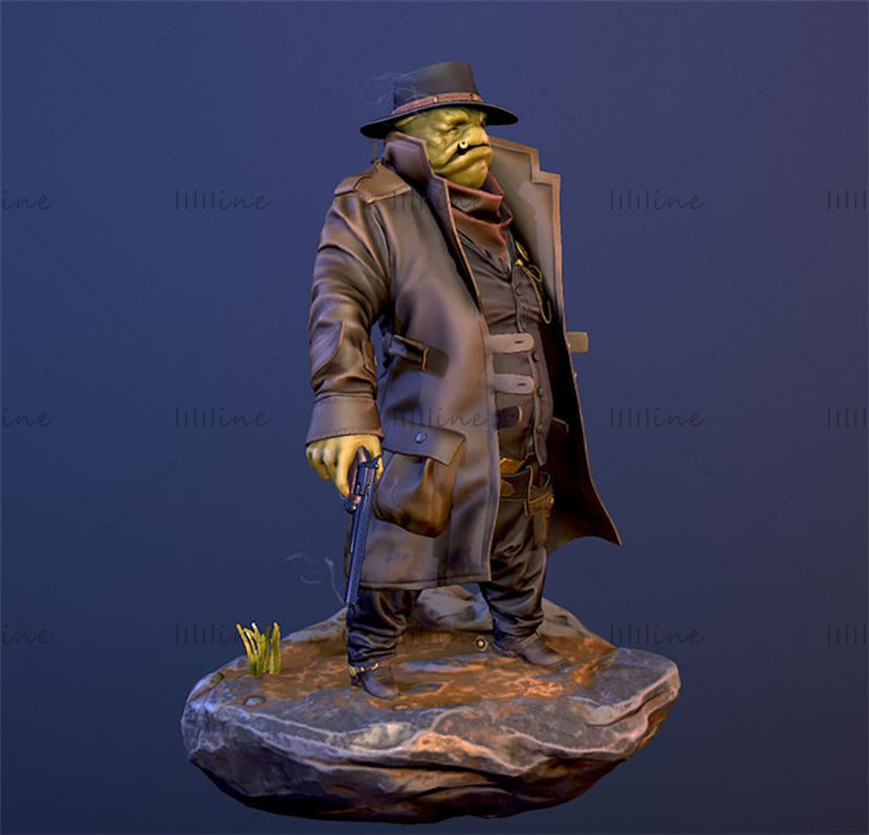 Frog Cowboy Officer 3D Print Model STL formát pro 3D tisk