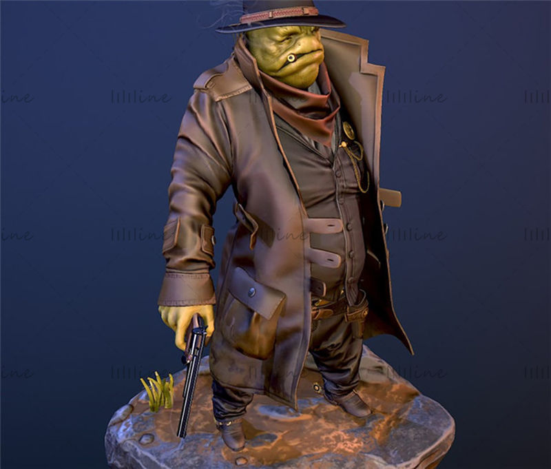 Frog Cowboy Officer 3D Print Model STL format for 3D Printing