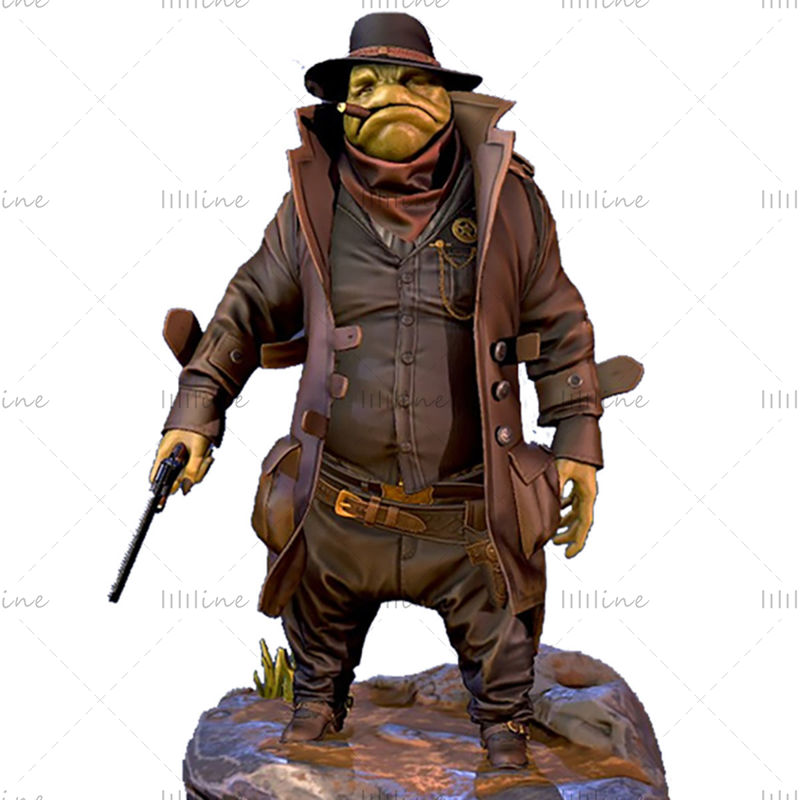 Frog Cowboy Officer Modello di stampa 3D in formato STL per la stampa 3D
