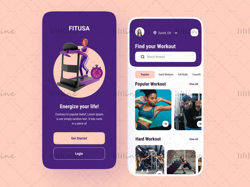 Ontwerp van fitness-app voor fitnesstraining