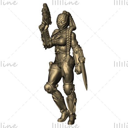 Woman Assassin Statue نموذج ثلاثي الأبعاد STL للطباعة ثلاثية الأبعاد لنموذج الطباعة ثلاثية الأبعاد