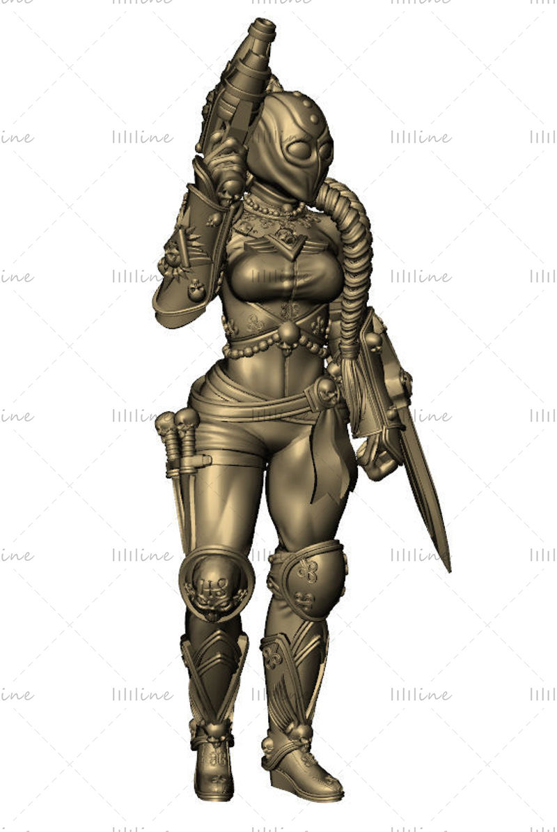 Woman Assassin Statue 3D model STL pro 3D tisk 3D tiskového modelu