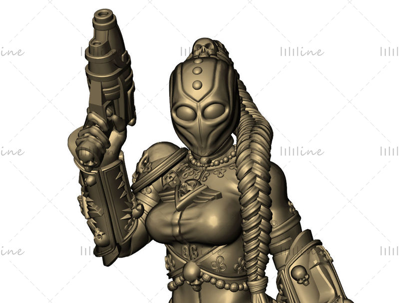 Woman Assassin Statue 3D model STL pro 3D tisk 3D tiskového modelu
